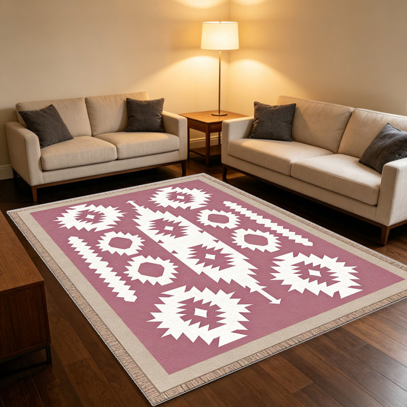 Pink Southwestern area rugs for Living Room, Soft and Comfortable, Suitable for all seasons, easy to maintain, machine washable Indoor floor mat, Under Table Farmhouse suitable for Bedroom, Dining Room, Study, Patio, Balcony, Home Decor