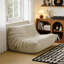 Cream Plush Fabric Two-Seater Armchair, 130cm Soft Curved Shape with High-Density Foam, No Internal Frame-782127269