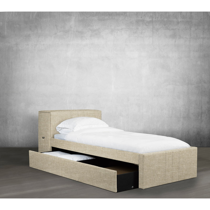 Lit matelot et capitaine avec lit gigogne en bois massif, Double, Beige