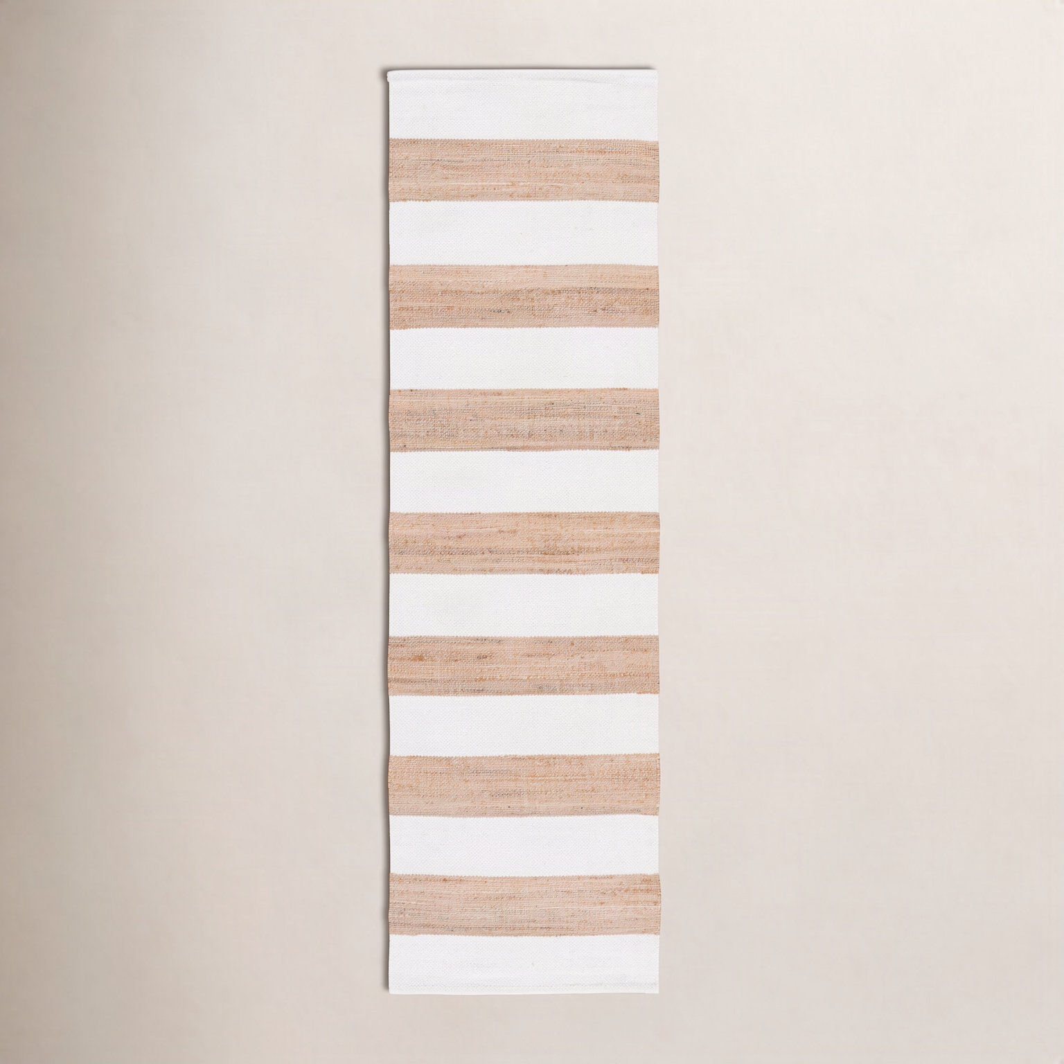 Hand-Woven Striped Jute Wool Rug, Runner 2'3" x 8'