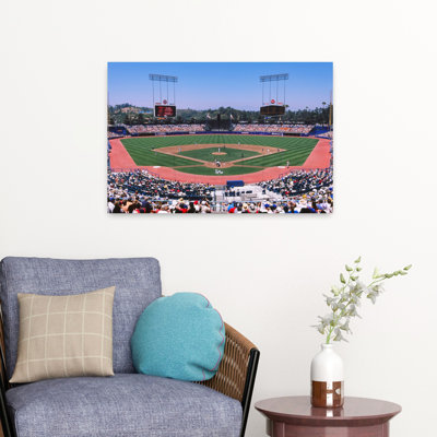 High Angle View Of Spectators Watching A Baseball Match Dodgers Vs. Angels Dodger Stadium City Of Los Angeles California Contemporary City Arch...