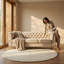 Canapé rembourré 3 places avec accoudoirs et 2 coussins Modern Velvet-129585495