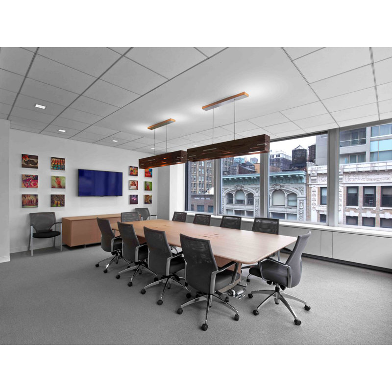 Aeris Linear LED Pendant - 3500K, 8" H x 54" W x 6" D, Oiled Walnut, Brushed Aluminum
