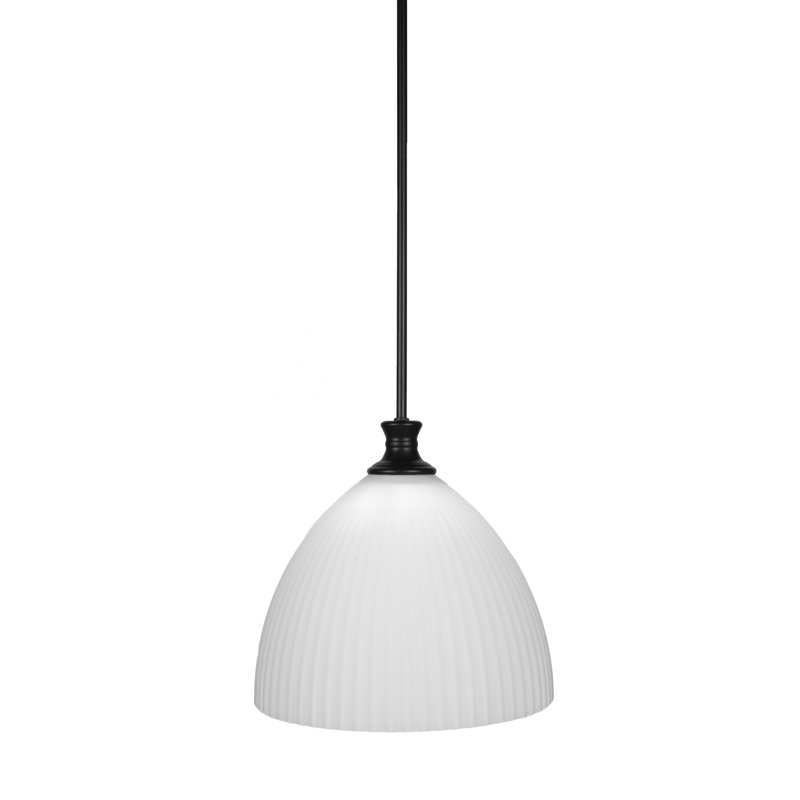 Luminaire suspendu Carina, Noir mat, Opale, H 13 po x l 13,5 po x P 13,5 po