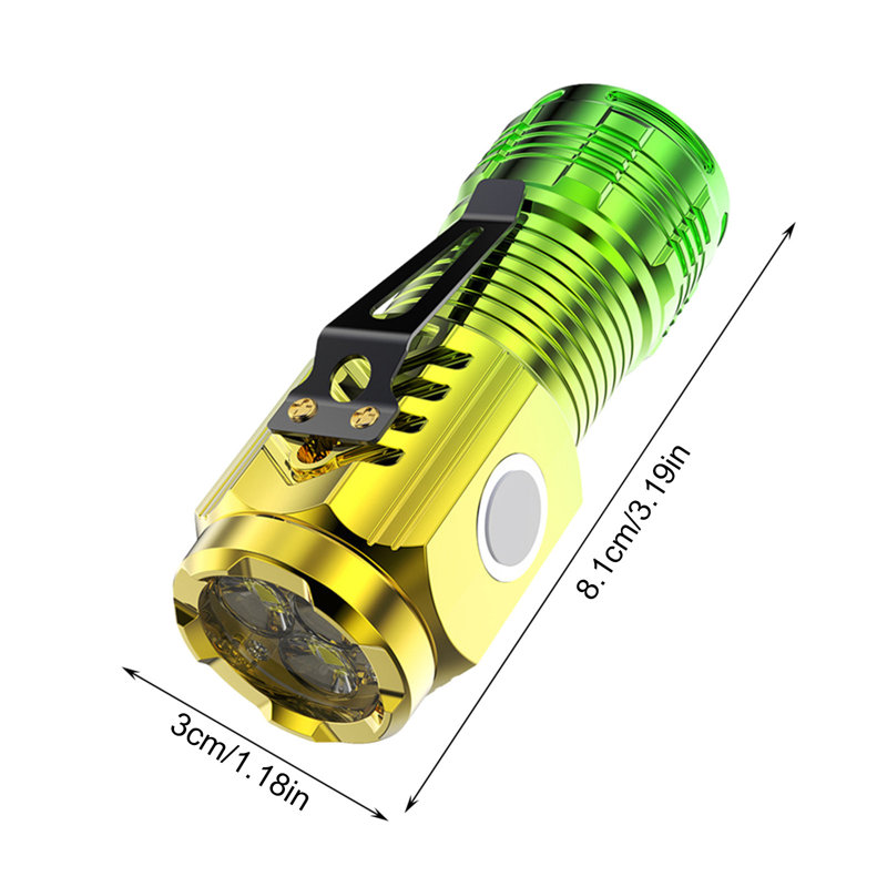 Veilleuse de nuit Lampe de poche à DEL avec mini-lampe à bascule portative 20 W, puissance intégrée dans la pile au Lithium, indice de résistance à l'eau IPX6, métal