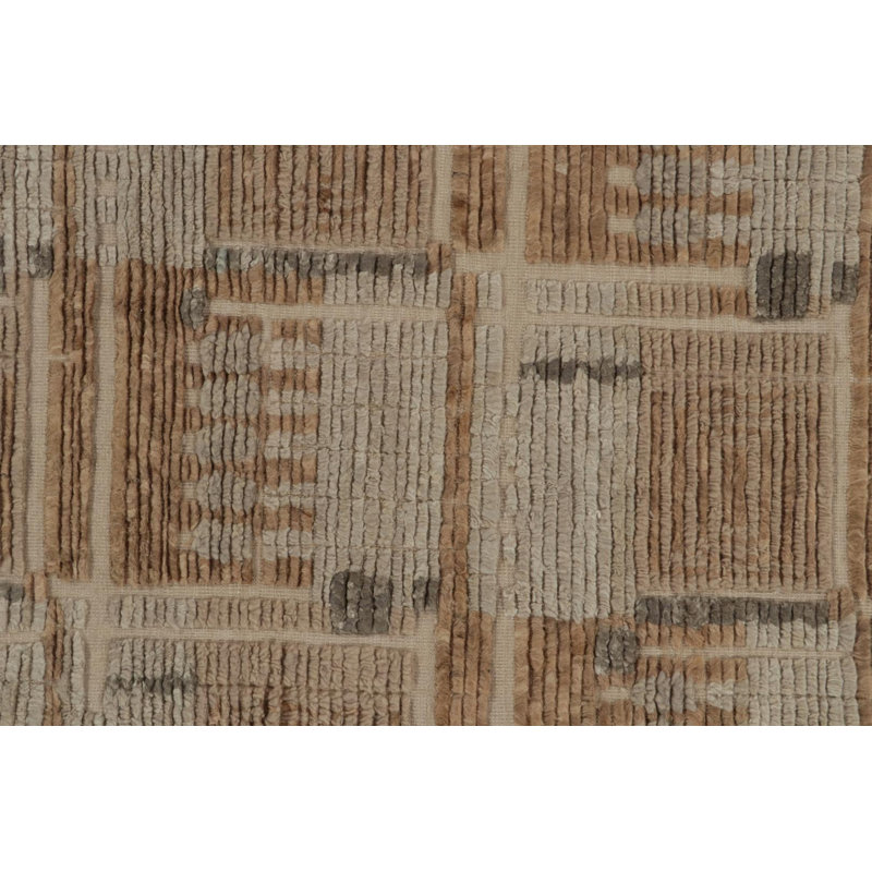 Scandinavian Hand Knotted Wool Geometric Area Rug, Rectangle 5' x 8'