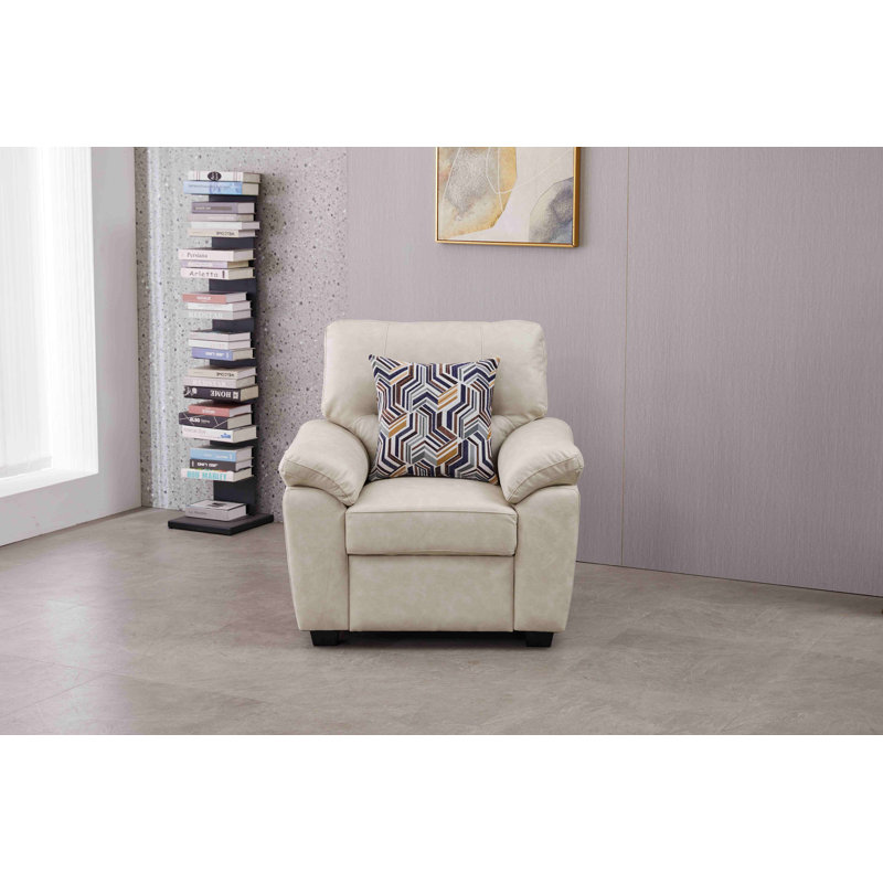 36.8'' Wide Faux Leather  Chair, Beige