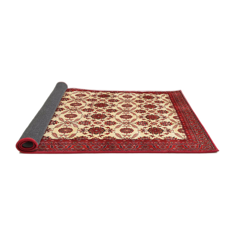 Tapis en laine beige / rouge, Rond 8 pi