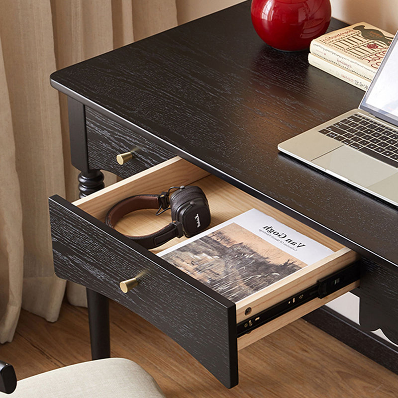 Bureau simple en chêne rouge massif noir