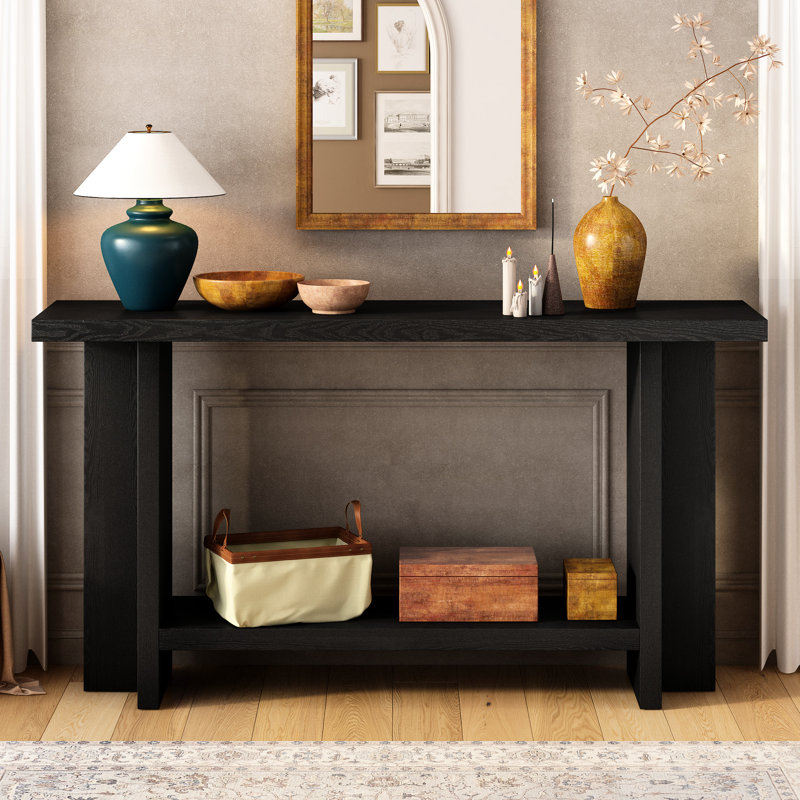 Console en placage de bois de frêne avec design, bureau et couloir, salon d'entrée, Noir