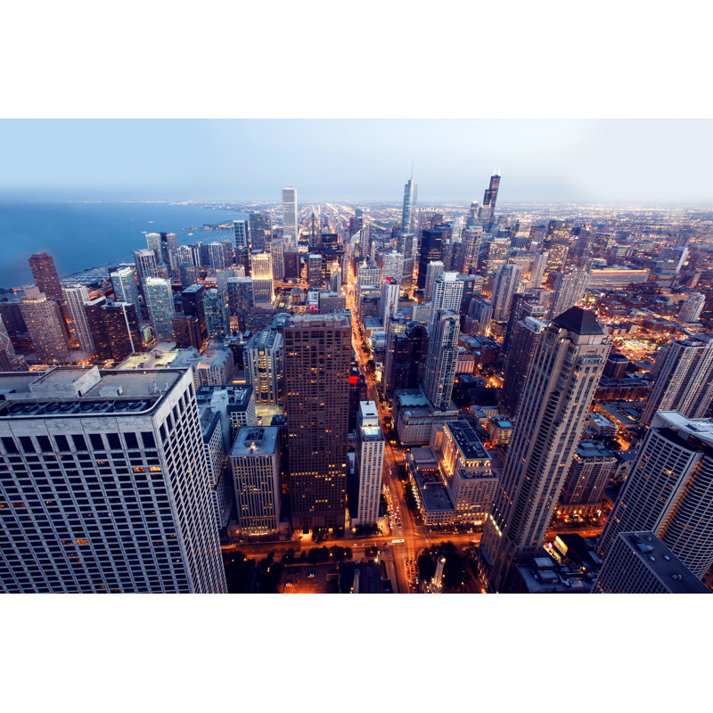 Photographie aérienne de Chicago sur toile par Duha127, H 8 po x l 12 po
