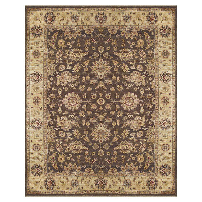Tapis oriental en laine noué à la main brun Vanesa, Rectangle 5 pi 6 po x 8 pi 6 po