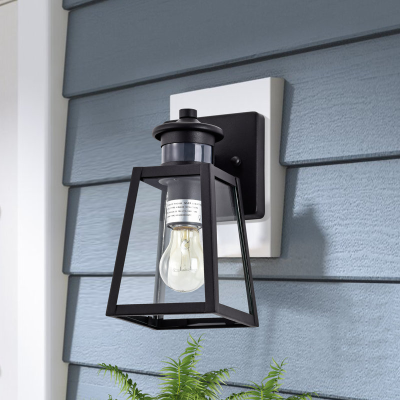 Asaru Motion Sensor & Dusk to Dawn 9.5"H Matte Black Outdoor Wall Lantern