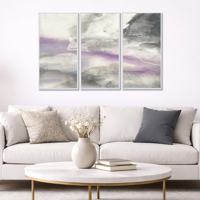 «Watercolor Minimal Purple Tones I», ensemble d'art mural sur toile encadré de ferme