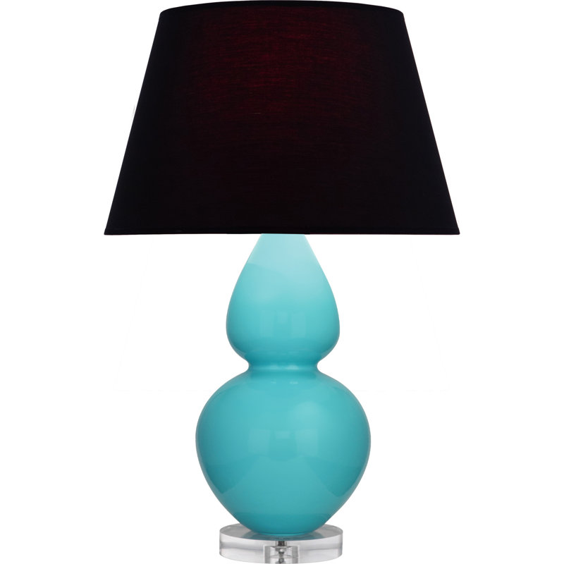 Double Gourd Table Lamp, Daisy Glazed/Silver, Navy/Gray