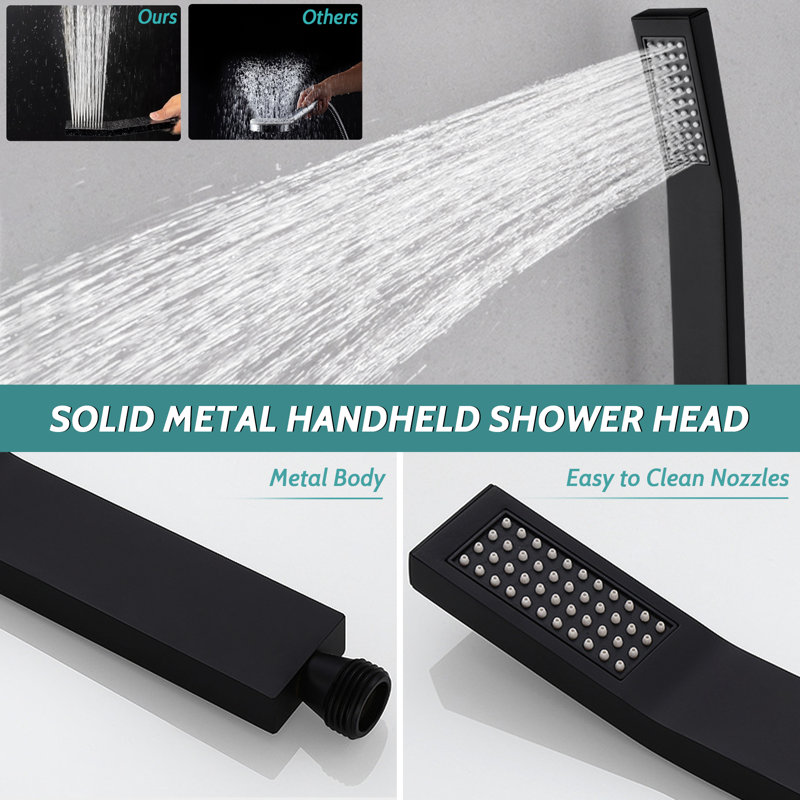 Matte Black Adjustable Dual Rain and Handheld Shower Head