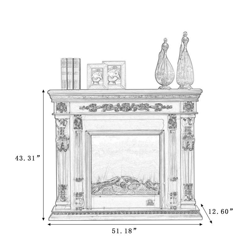 Walnut Solid Wood Electric Fireplace