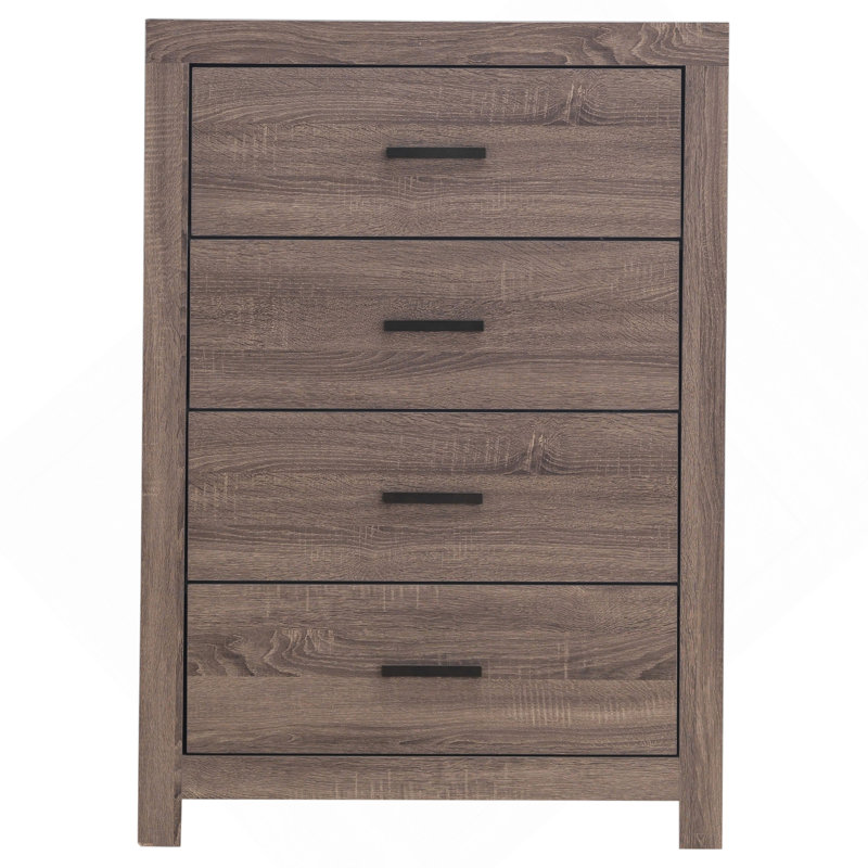 Commode rectangulaire à 4 tiroirs Geary Barrel Oak, Noyer