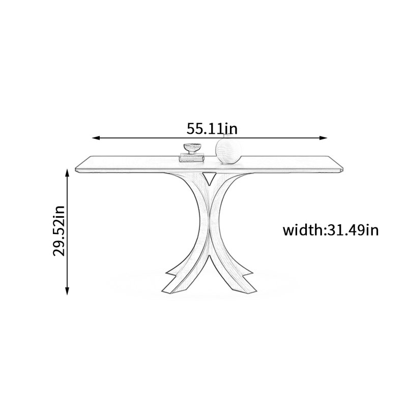 Durable Pure Black Rock Slab Dining Table, 29.52"H x 55.11"L x 31.49"W