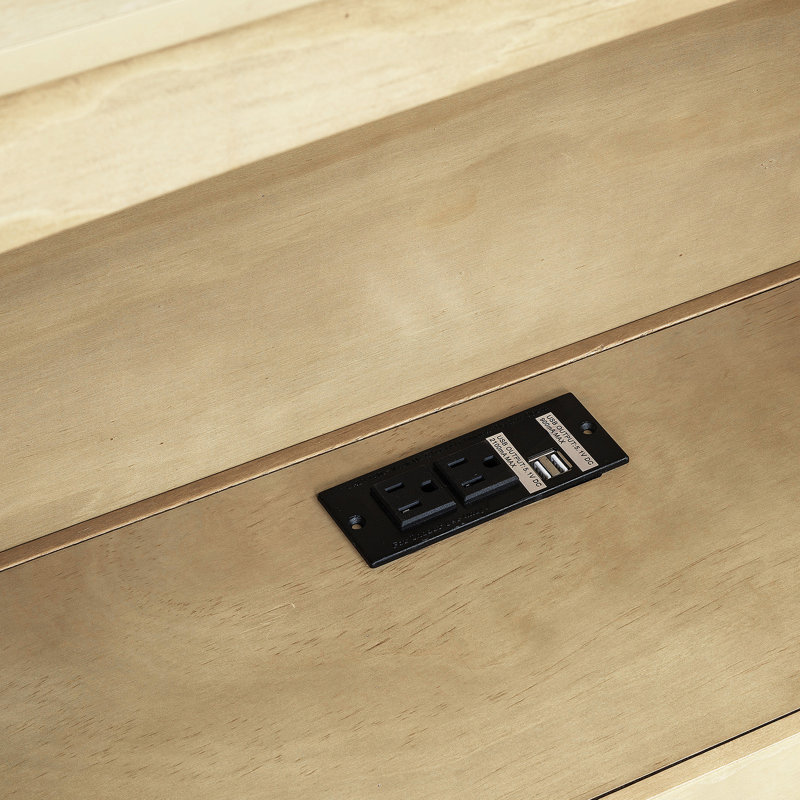 Lit de jour simple avec deux tiroirs de rangement, armoires de rangement et ports USB, couleur bois, Bois