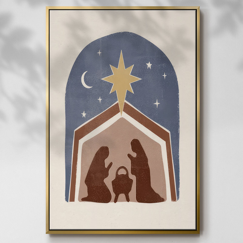 " Boho Nativity I ", 37" H x 25" W x 1.5" D, Gold
