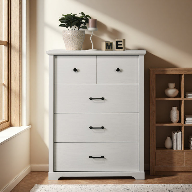 Commode 4 tiroirs avec poignées l 32 ", Chêne clair