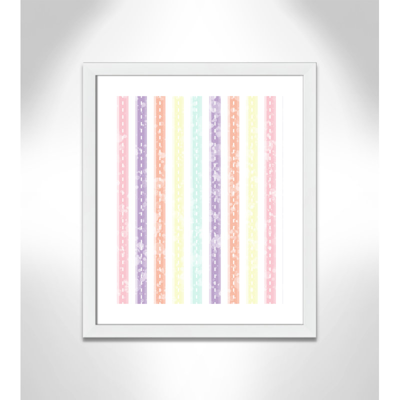 Adhésif décoratif Whimsical Stripe, H 26,5 po x l 22,5 po x P 0,625 po, Encadré plat blanc