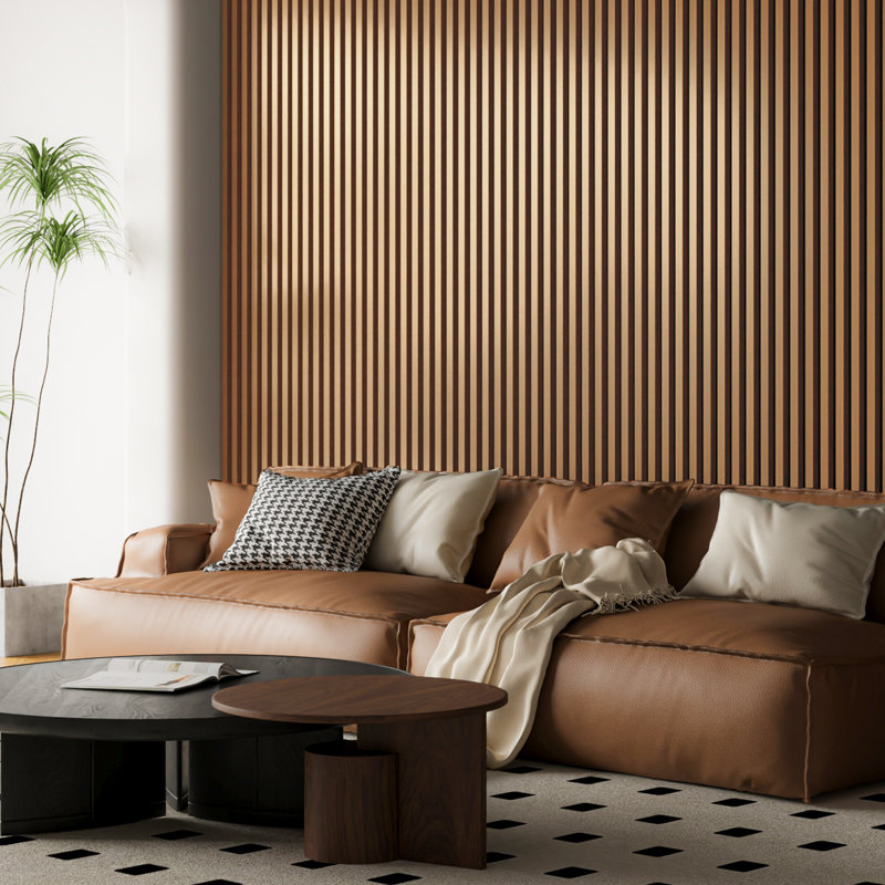 2 pièces de panneaux muraux 16 po x 10 po à aspect bois, panneaux de lattes insonorisées 3D pour décoration murale intérieure (23 pieds carrés / caisse)