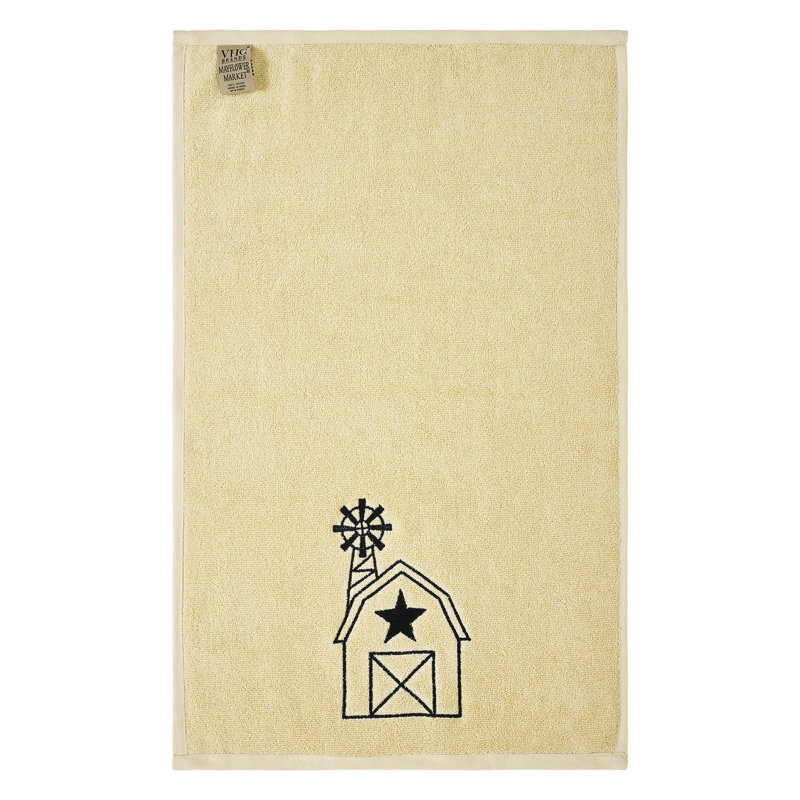 Timeless Linens Black Barn w/ Mill Creme Hand Towel Set of 2 16x26