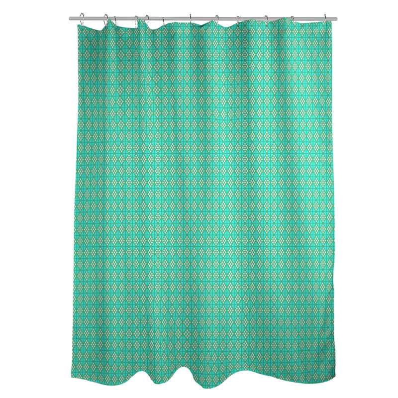 Rideau double double géométrique, Green/Teal Geometric III
