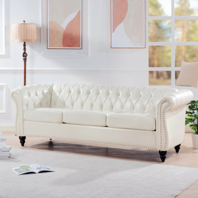 84.65"" Rolled Arm Chesterfield 3 Seater Sofa -  Alcott HillÂ®, F153195EB30D44F79E567C149CF42C98