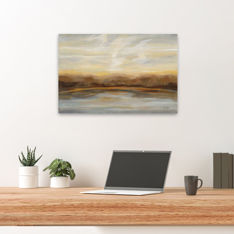 Coucher de soleil sur le lac d'automne - nuages bruns d'automne abstraits, H 24 po x l 16 po