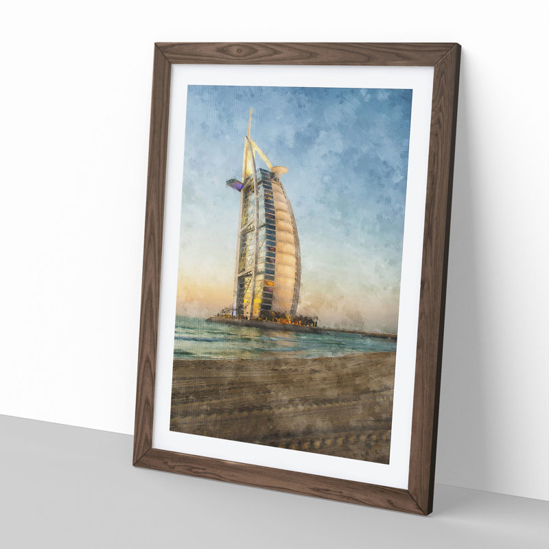 The Burj Al Arab in Dubai Vol.1 - Picture Frame Painting, 48cm H x 36cm W x 2cm D, Walnut Framed