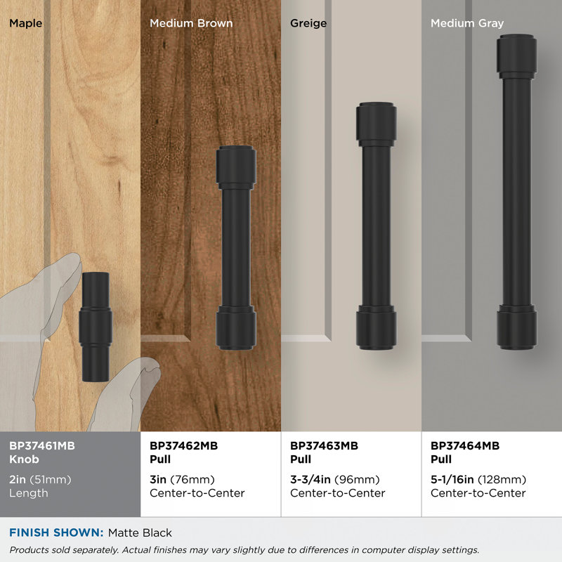 Poignée d'armoire 2 po (51 mm) Faircrest, Noir mat