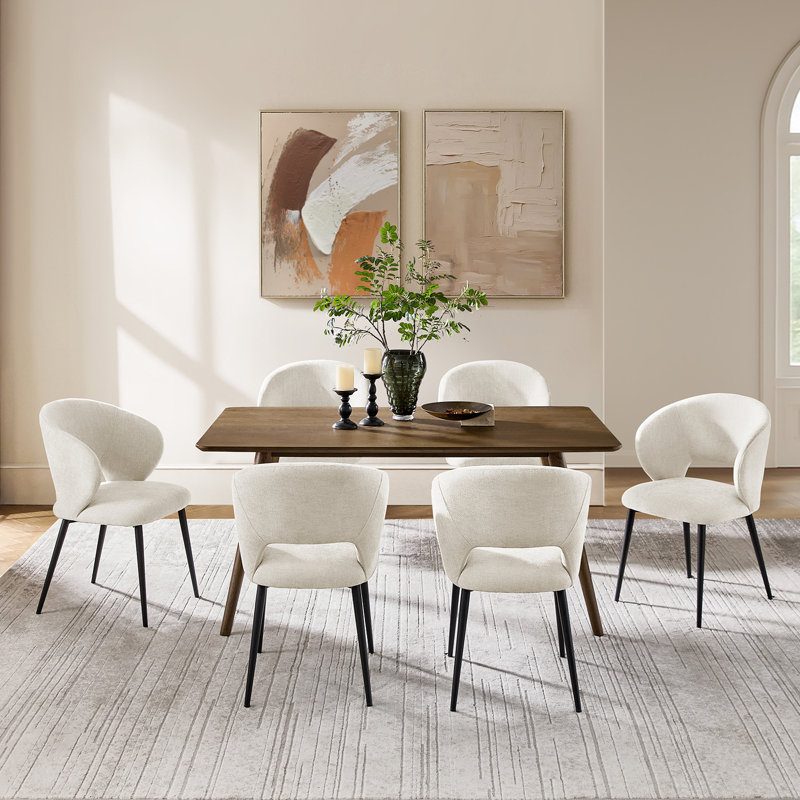 Chaise de salle à manger ergonomique moderne avec pieds en métal Angel, 6, Beige