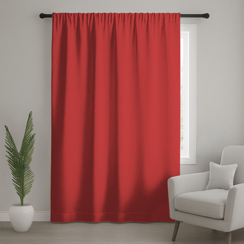 Rideaux de fenêtre unie à fond rouge, voilages et voilages de couleur unie - 1 panneau, 50 po x 92 po - 1 panneau