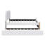 Lit plateforme double tapissier double avec lit gigogne simple, tête de lit en molleton berbère blanc et structure en bois massif-949178941-949178938