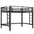 Full Metal Loft Bed with Ladder & Guardrails, Space-Saving Sturdy Black Loft Bed for Kids-1027941698