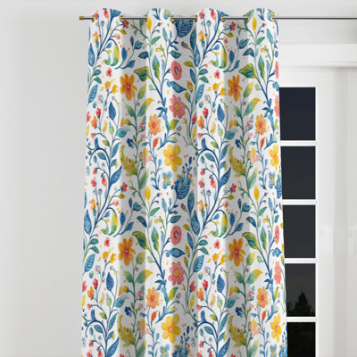 Rideaux Boho - rideau à œillets à motif cachemire coloré bleu d'été - 1 panneau