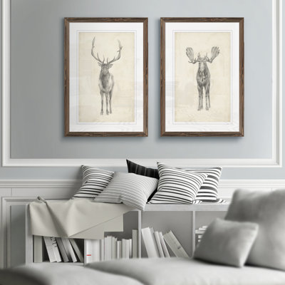 " Moose Study " by Antonyus Bunjamin (Abe) 2 Piece Art Acrylic Painting