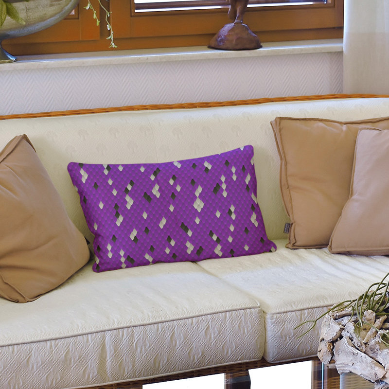 Housse de coussin lombaire à échelles serpent, Mauve / Noir, Sergé de coton