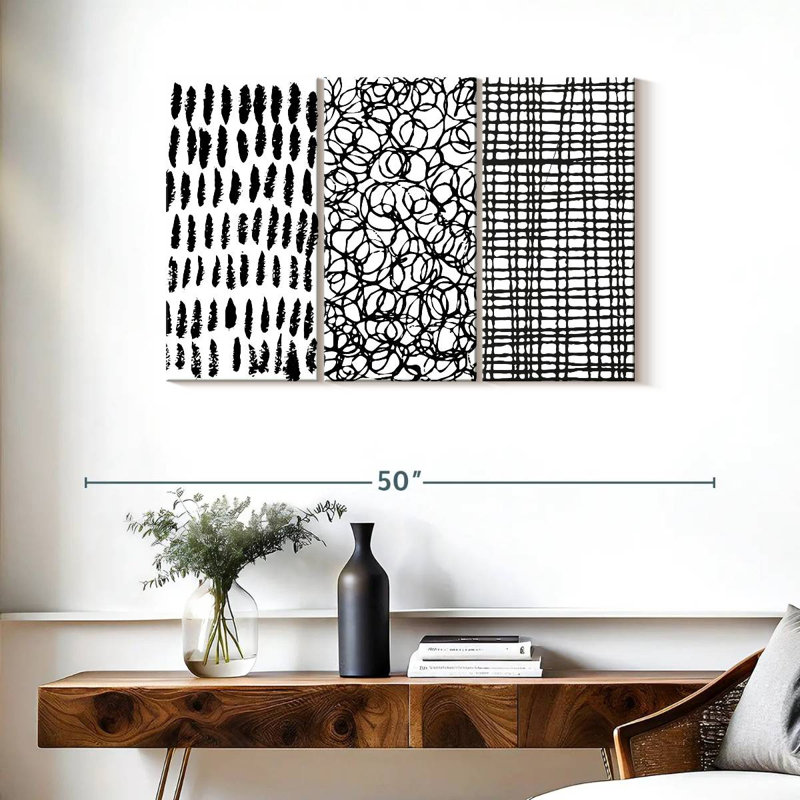 Avery Abstract Bold Scribbles Abstract II On Canvas 3 Pieces Set, 38" H x 24" W x 1.25" D