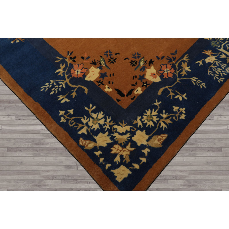 Tapis multicolore touffeté à la main style art déco chinois, Rectangulaire 8 pi x 10 pi