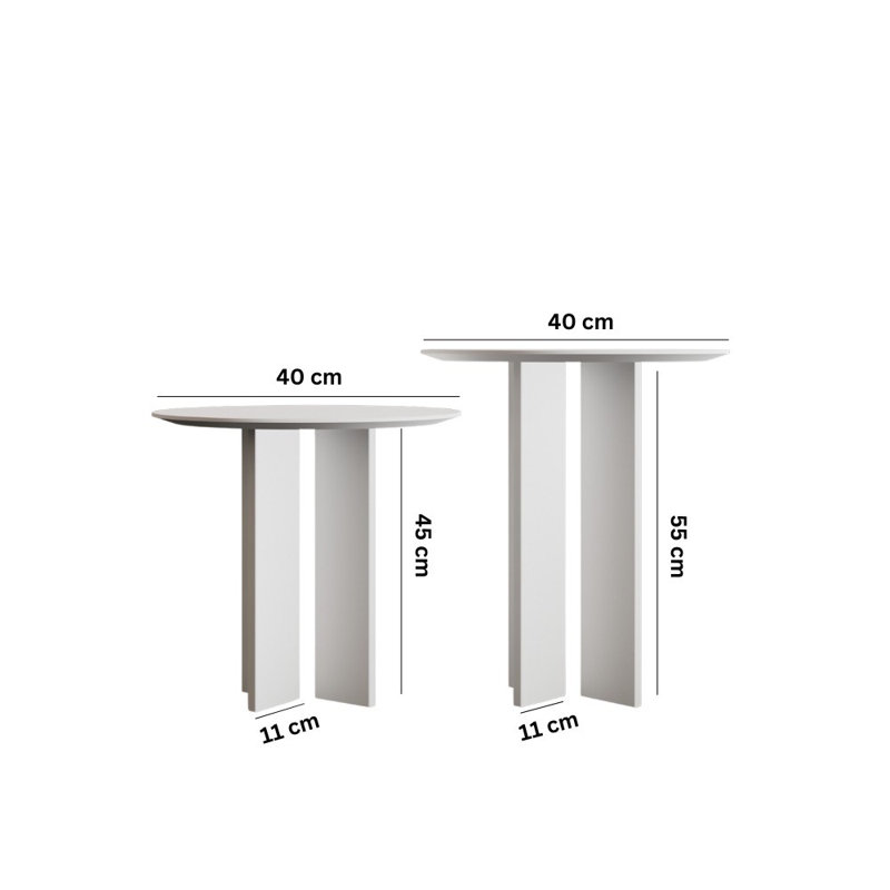 Ensemble de tables basses modernes (2 pièces), blanc, petite table: 15,8 po x 17,7 po x 15,8 po | Grande table: 15,8 po x 21,7 po x 15,8 po | 100% panneau de fibres à densité moyenne, épaisseur: 0,7 pouce | Design élégant et fonctionnel pour décorer un salon ou un salon