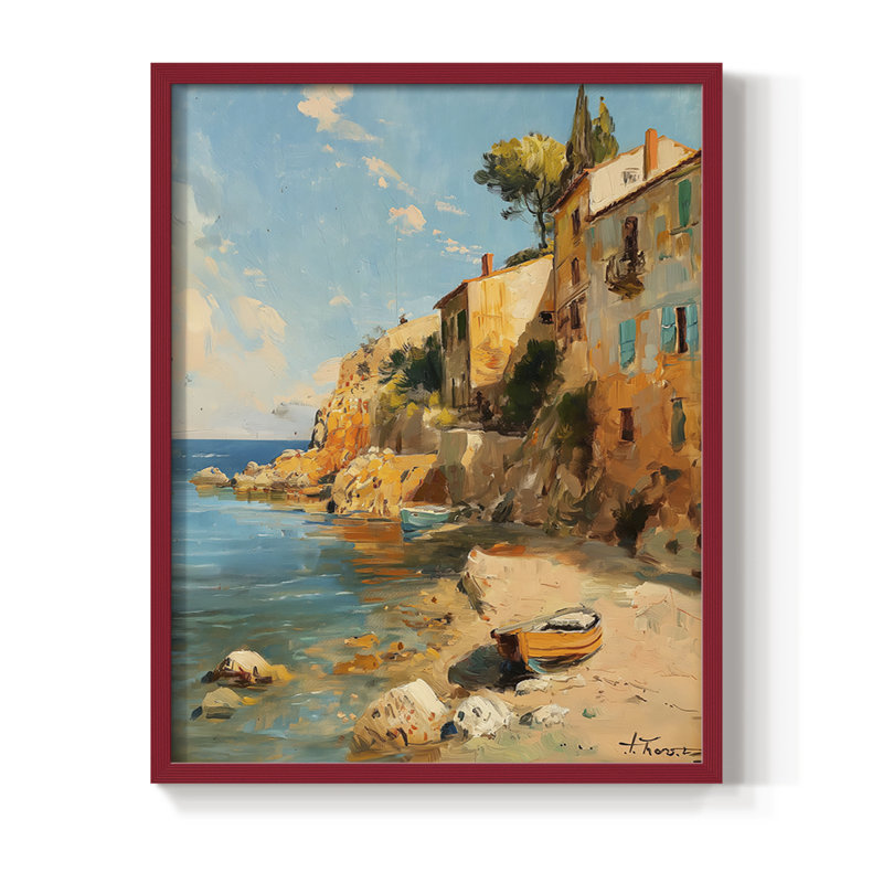 NAUTICAL Series DLXV III, reproduction d'art encadrée - bois massif, Rouge, H 30 po x l 24 po