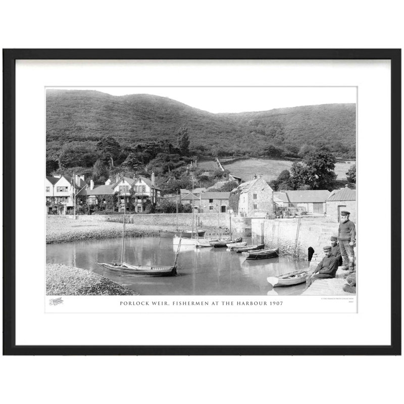 Porlock Weir, Fishermen At The Harbour 1907 - Single Picture Frame Print, 28cm H x 36cm W x 2.3cm D