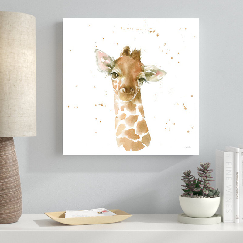 «Baby Giraffe» par Katrina Pete - impression, H 20 po x l 20 po, Non, Toile tendue