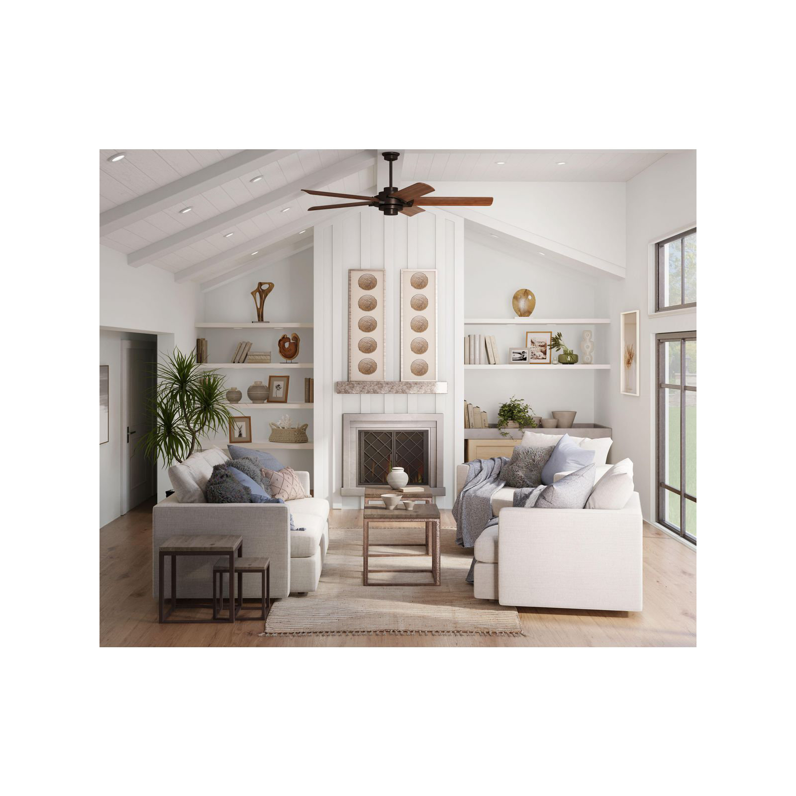 68'' 5 Blade Ceiling Fan, Antique Bronze/Walnut Blades