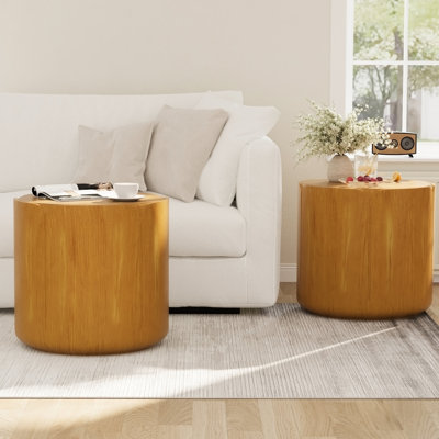 Ensemble de 2 tables d'appoint rondes, table de bout simple pour patio, jardin, cour arrière, salon