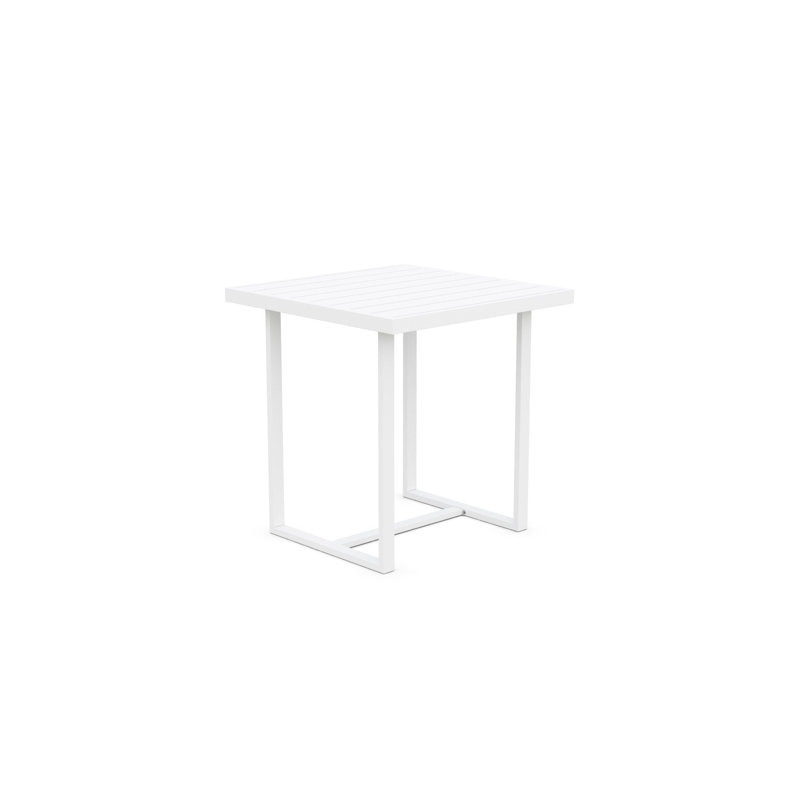 Pavia Power Coated Aluminum Bar Table, Matte White, 35.23" W x 35.23" L x  42.13" H